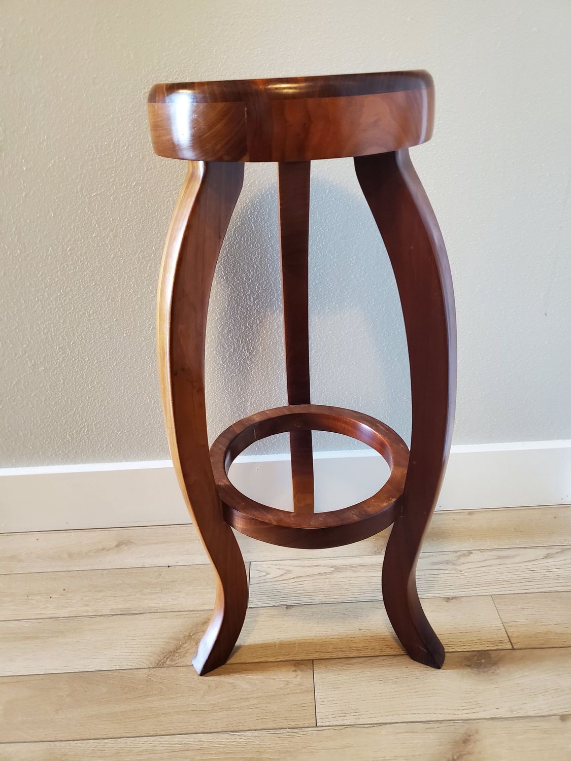 Handcrafted Wood Curved-Leg Stool