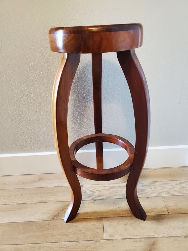 Handcrafted Wood Curved-Leg Stool
