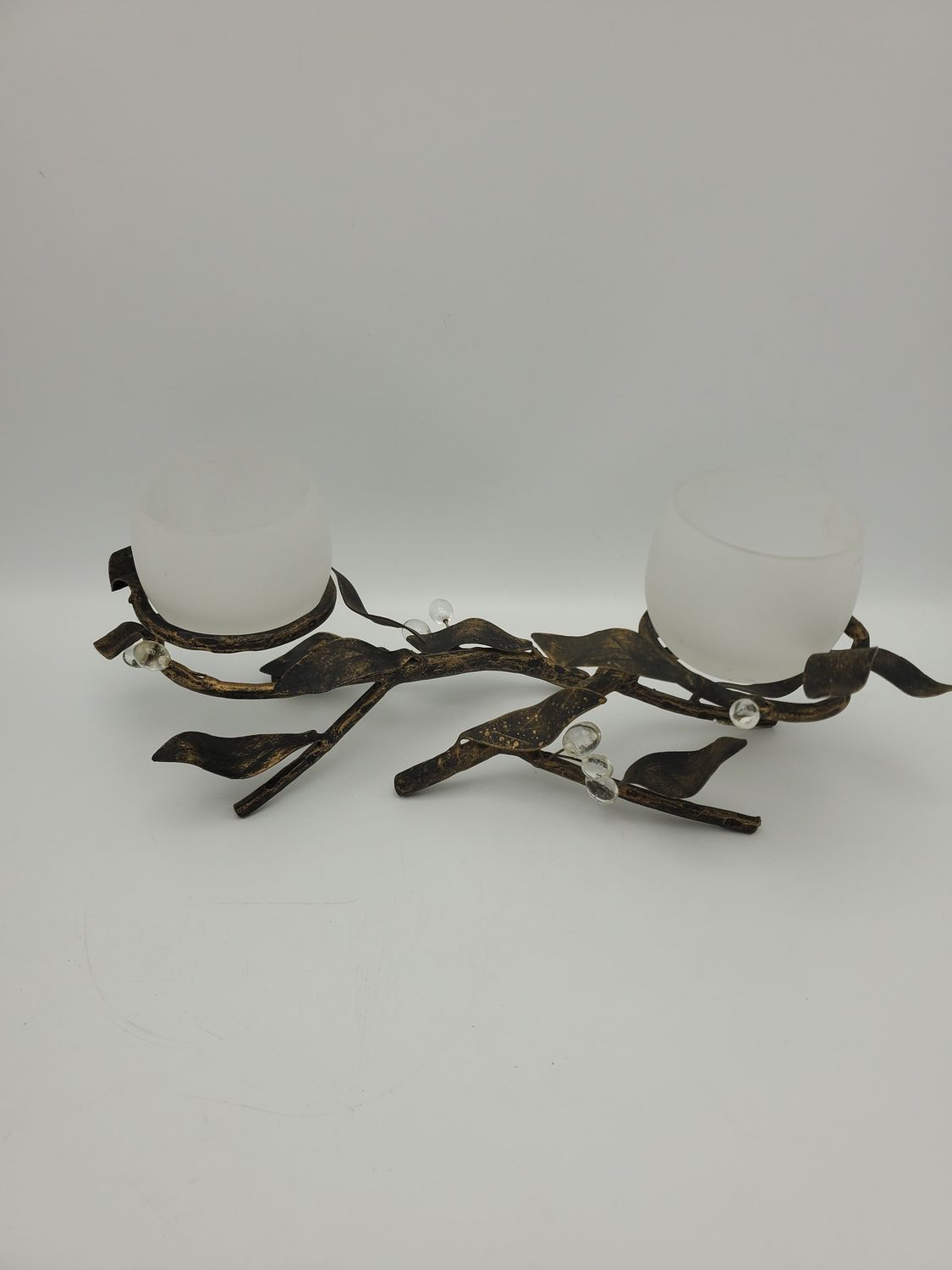 Vintage Metal Leaf &amp; Branch Candle Holder