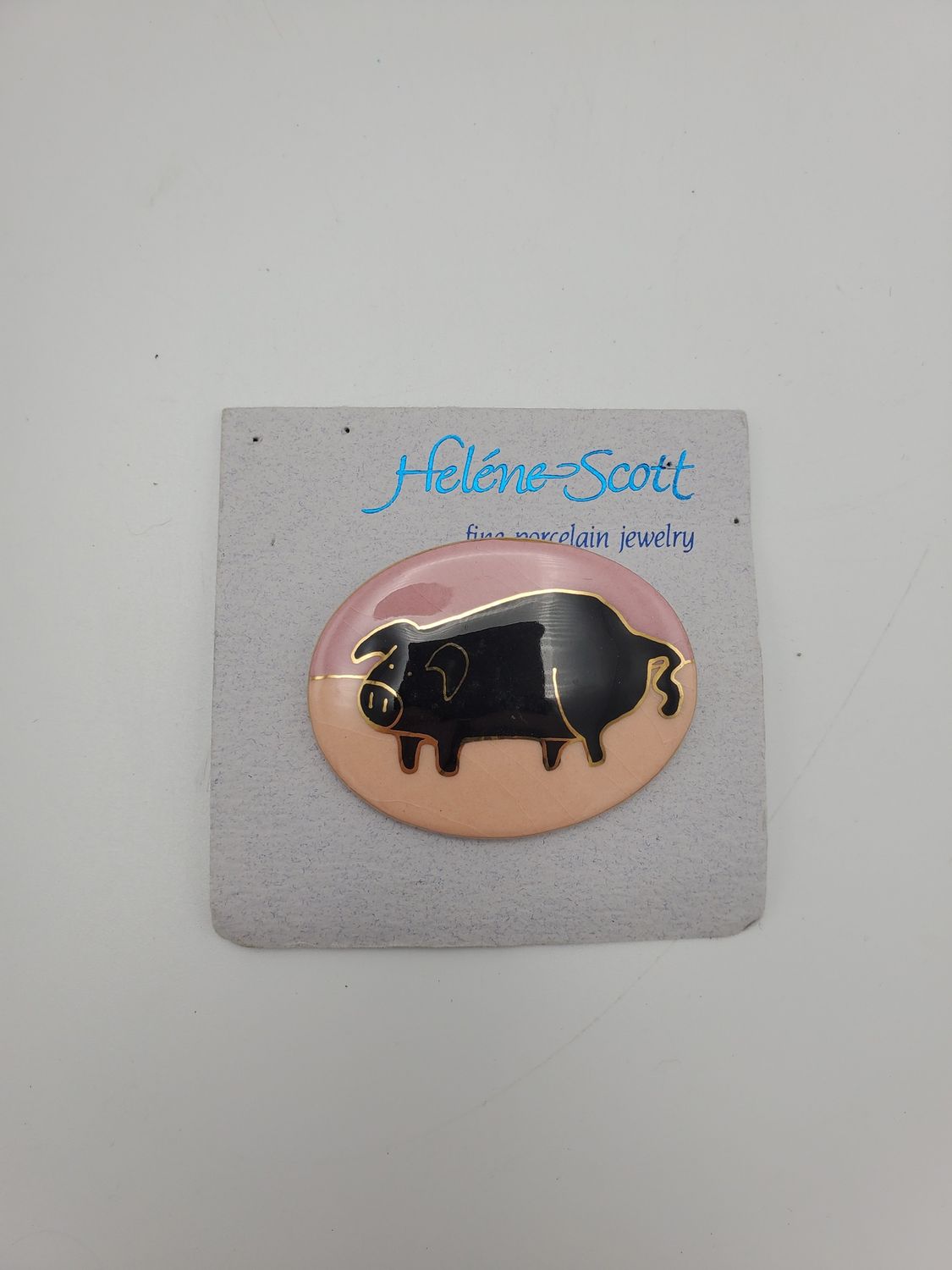Helene Scott Porcelain Pig Brooch