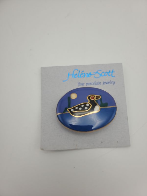 Helene Scott Porcelain Loon Brooch
