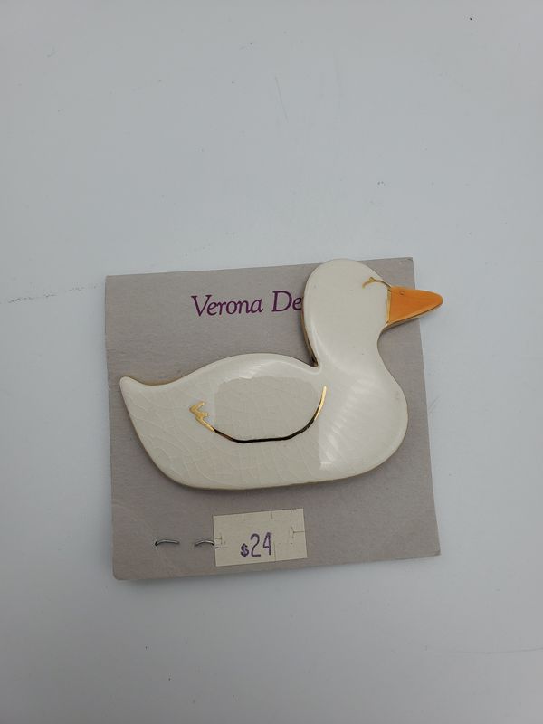 Verona Designs Porcelain Duck Brooch