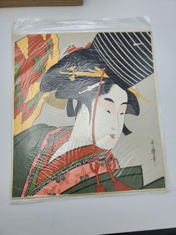 Utamaro hitsu Ukiyo-e Style Print