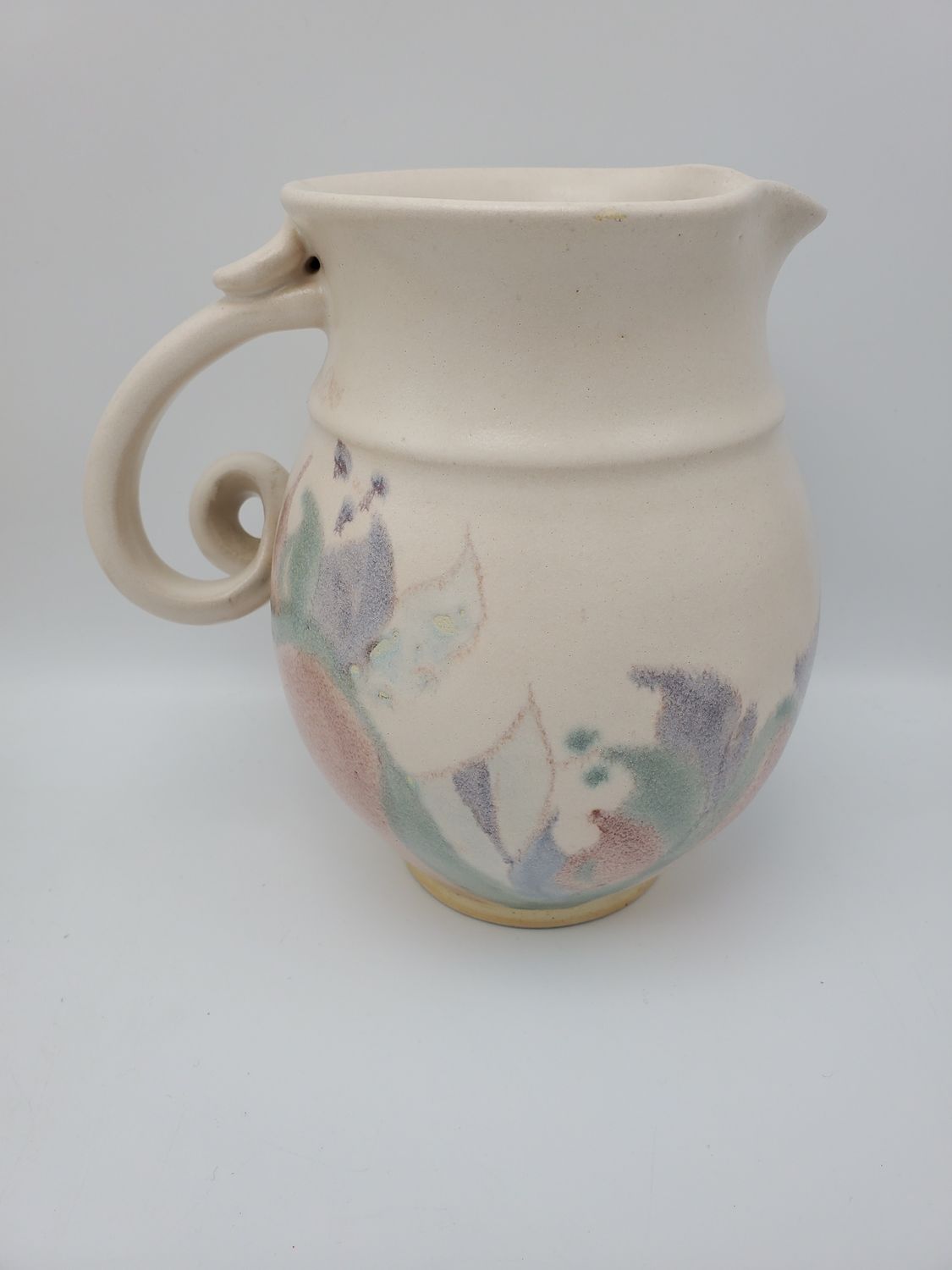 Curled Handle Pastel Ceramic Pitcher