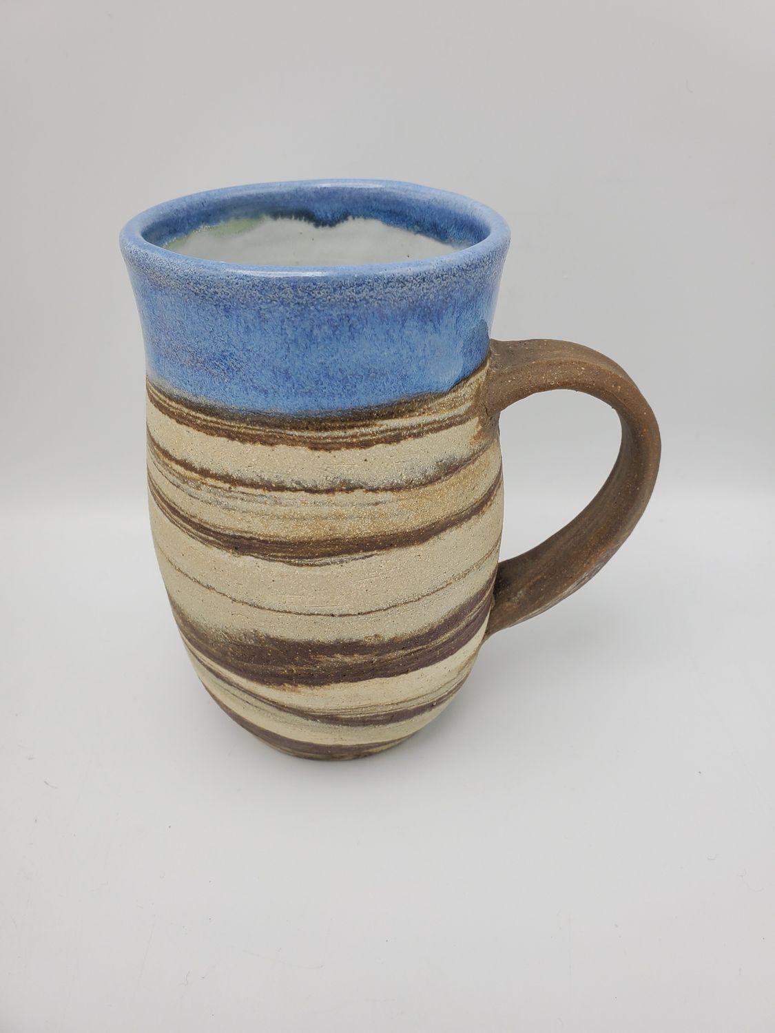 Blue Top Cream &amp; Brown Ceramic Mug