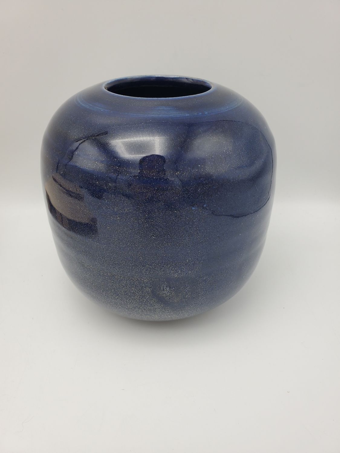 Glossy Cobalt Blue Studio Pottery Vase