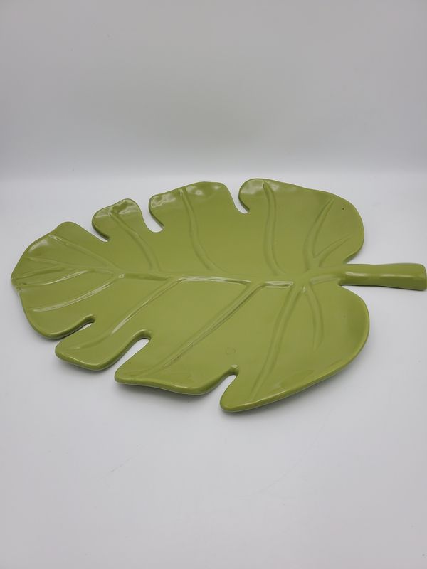 Large Green Ceramic Leaf Platter
