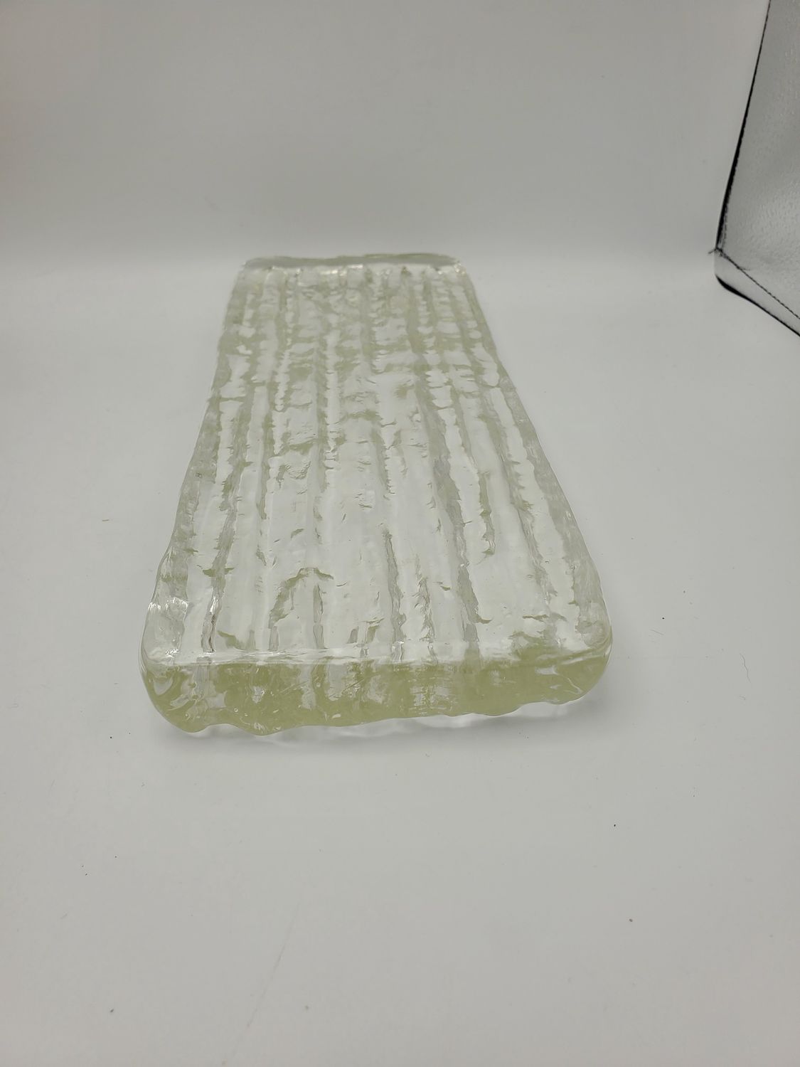 Modern Clear Ribbed Fused Glass Tray