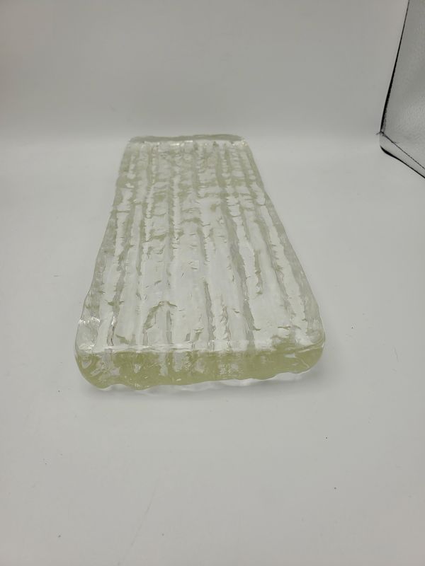 Modern Clear Ribbed Fused Glass Tray