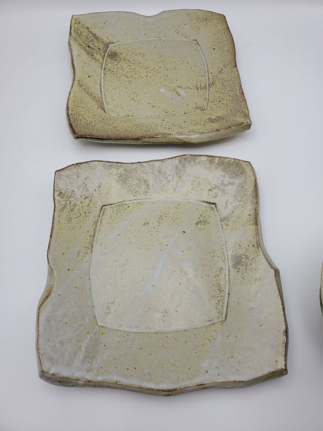 Set of 2 Studio Pottery Square Plates