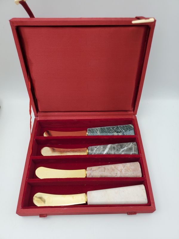 Stone Handle Vintage Butter Spreaders, Set of 4 with Box