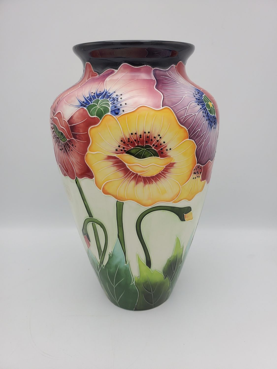 J. McCall Blue Sky Poppy Ceramic Vase
