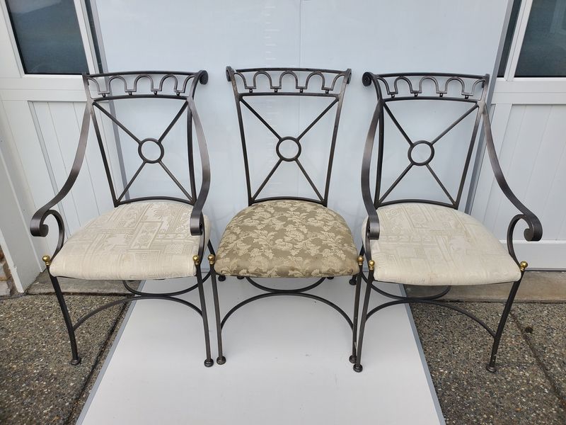 Wrought Iron Chairs, Set of 3