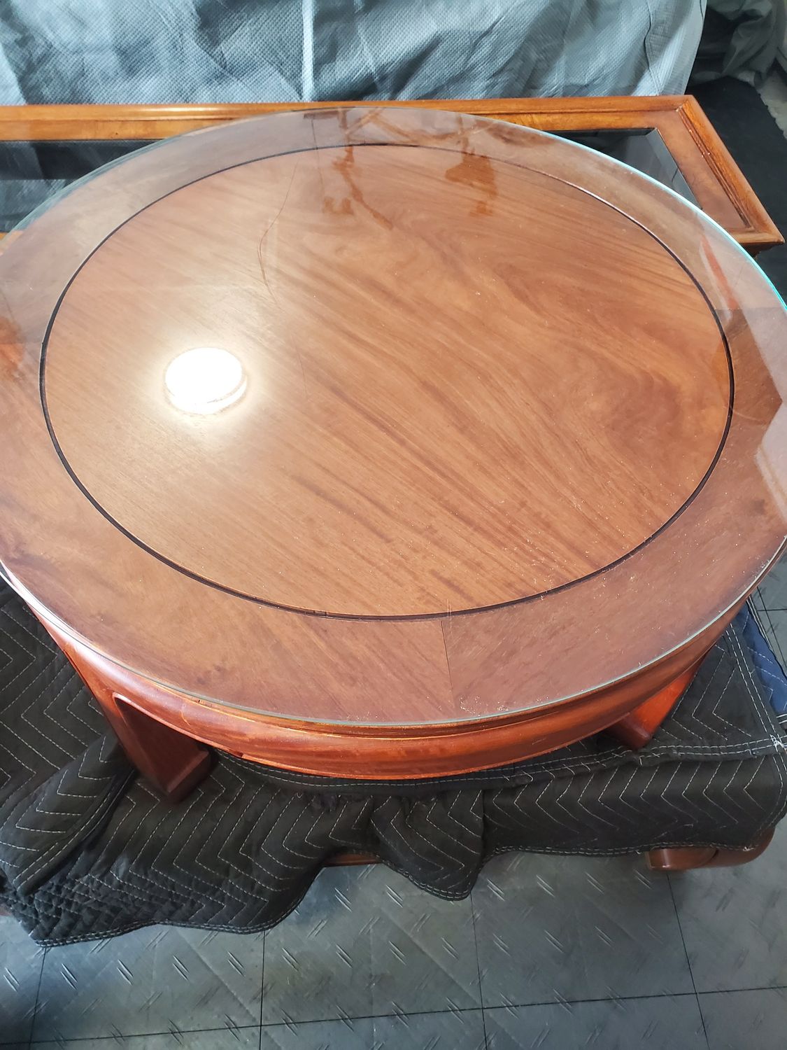 Rosewood Round Glass Top Coffee Table
