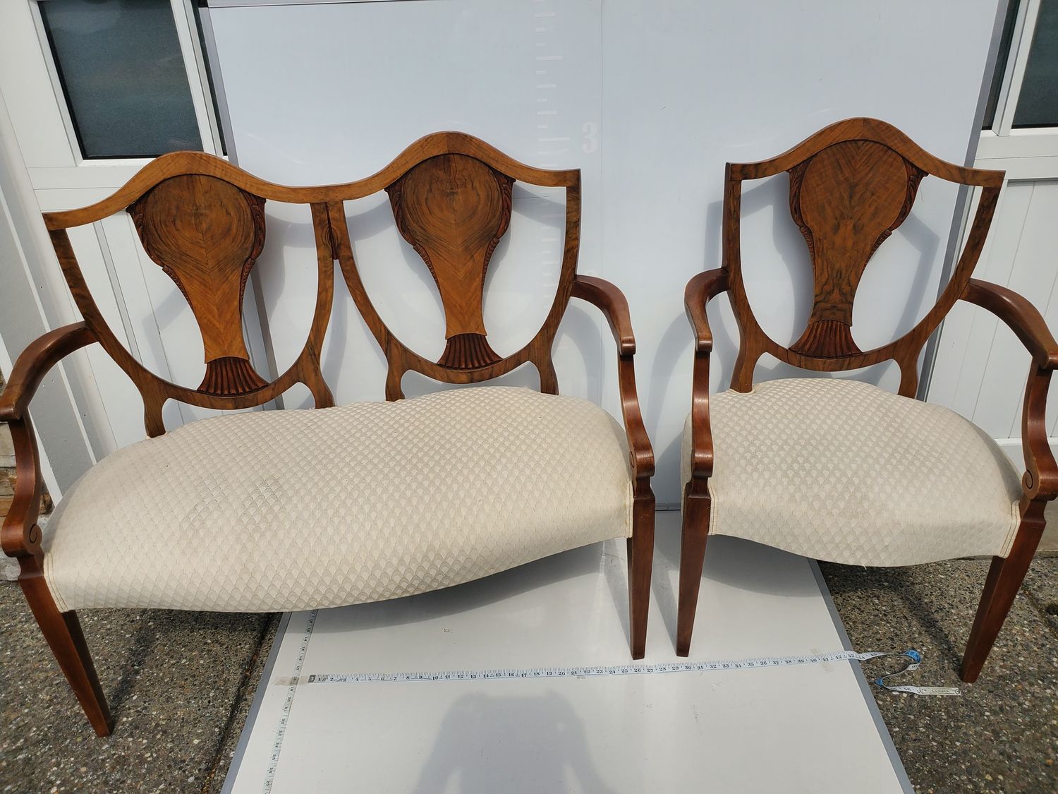 Antique Shield-Back Settee &amp; Armchair Set