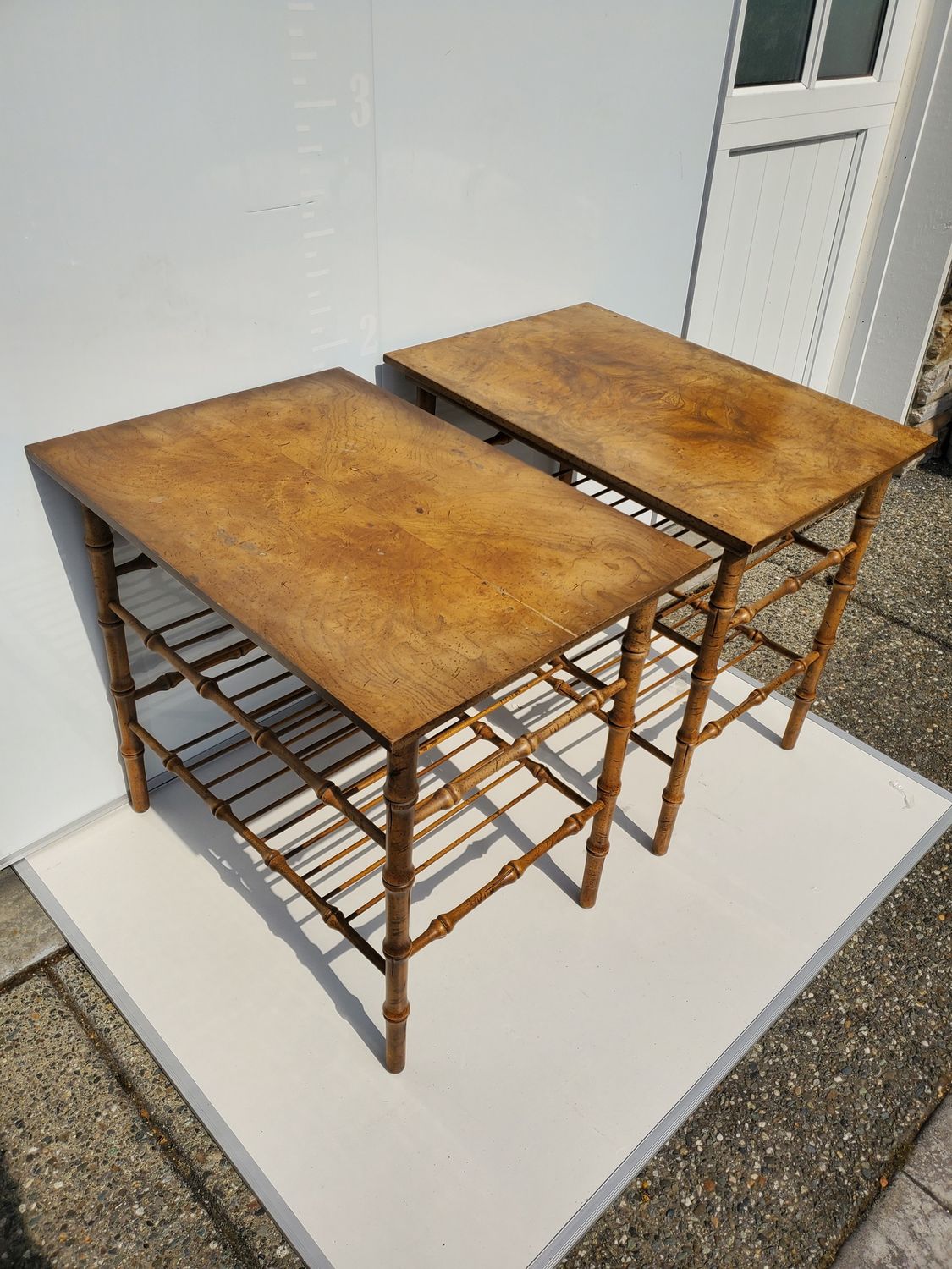 Pair of Vintage Faux Bamboo Side Tables
