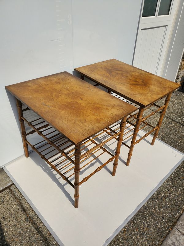 Pair of Vintage Faux Bamboo Side Tables