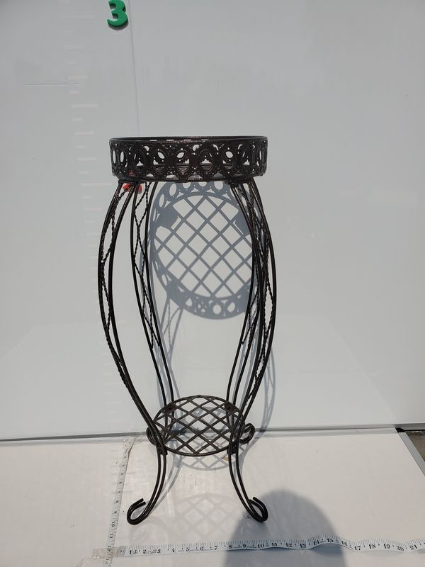 Vintage Wrought Woven Iron Plant Stand