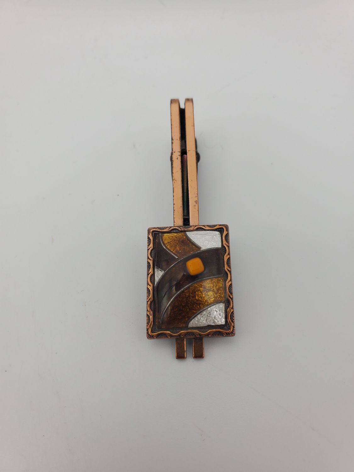 Copper &amp; Enamel MCM Vintage Tie Clip