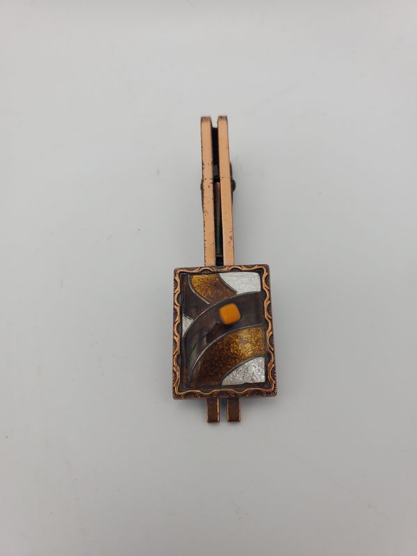 Copper &amp; Enamel MCM Vintage Tie Clip