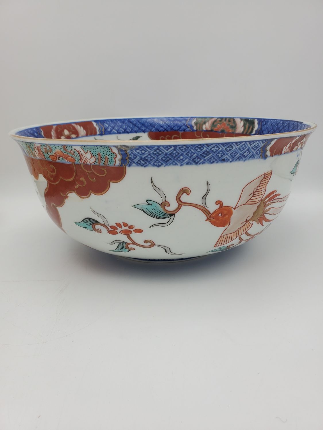 Large Chinese Imari-Style Porcelain Bowl