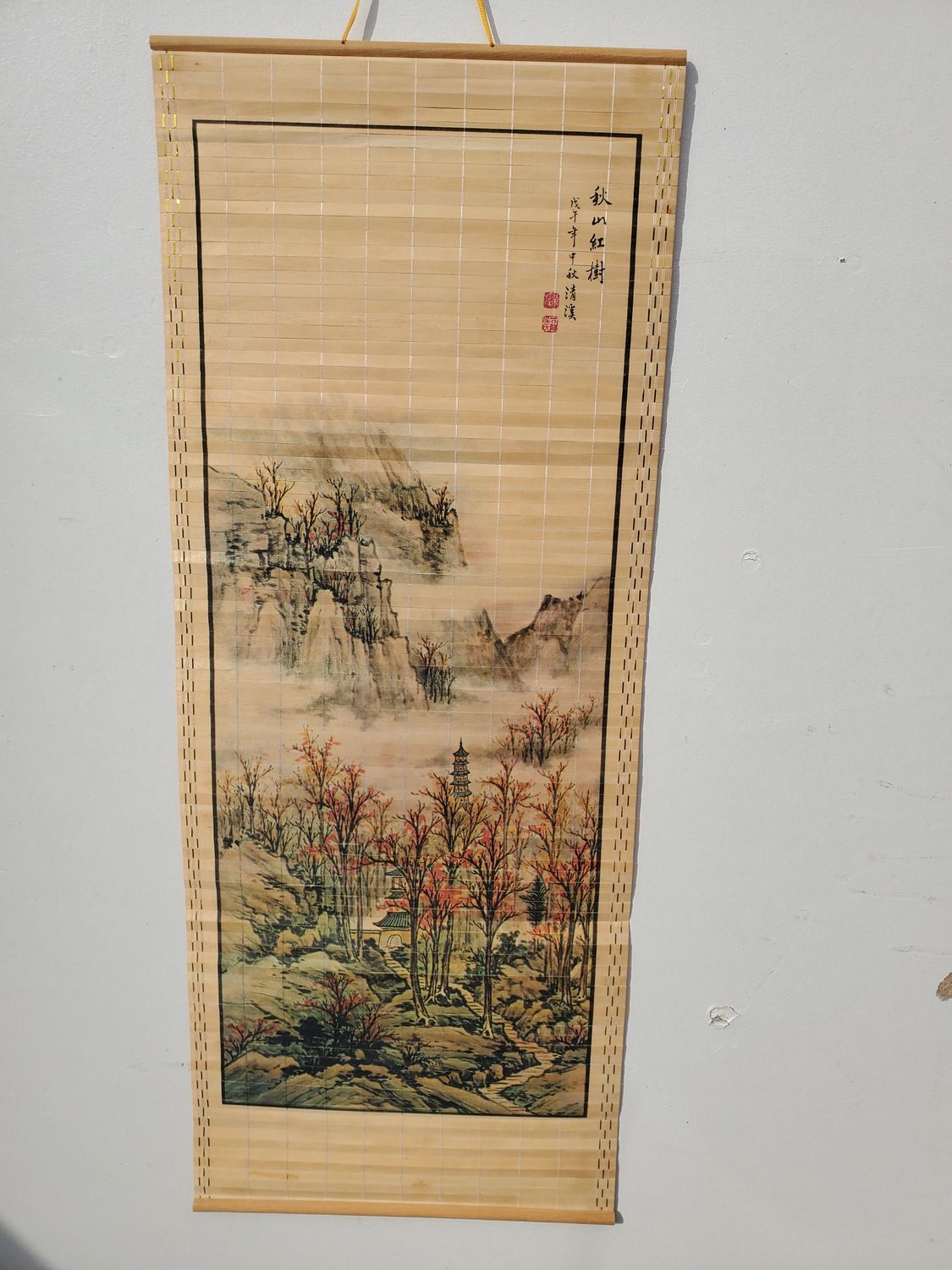 Asian Bamboo Wall Vintage Hanging Scroll