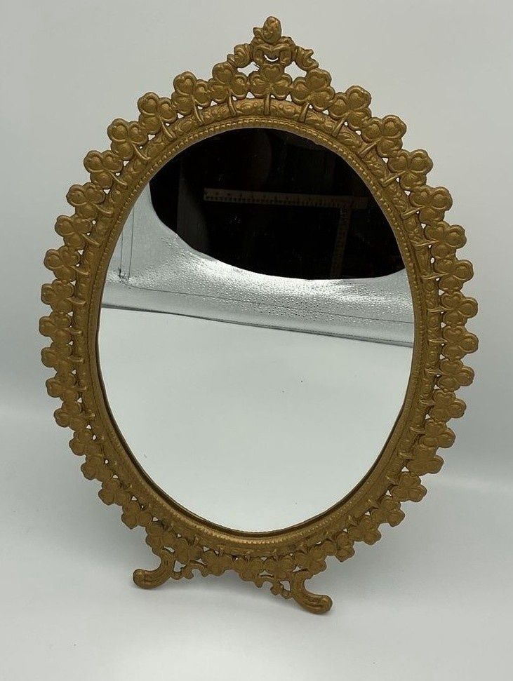 Gold Shamrock Oval Vanity Mirror