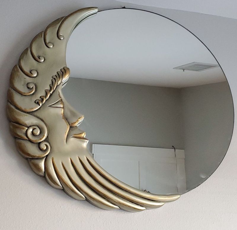 Gold Crescent Moon Vintage Mirror