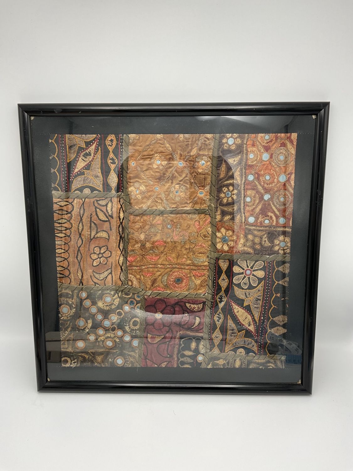 Purple &amp; Brown Framed Vintage Textile Tapestry