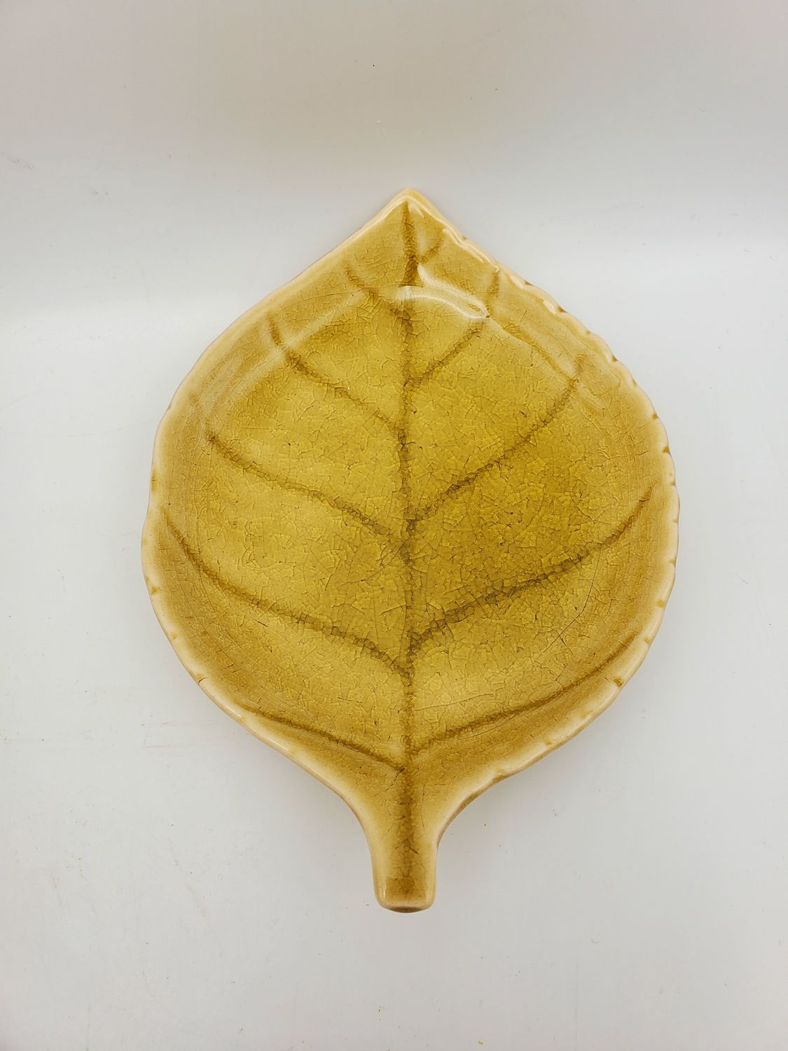Yellow Fall Leaf Ceramic Dish