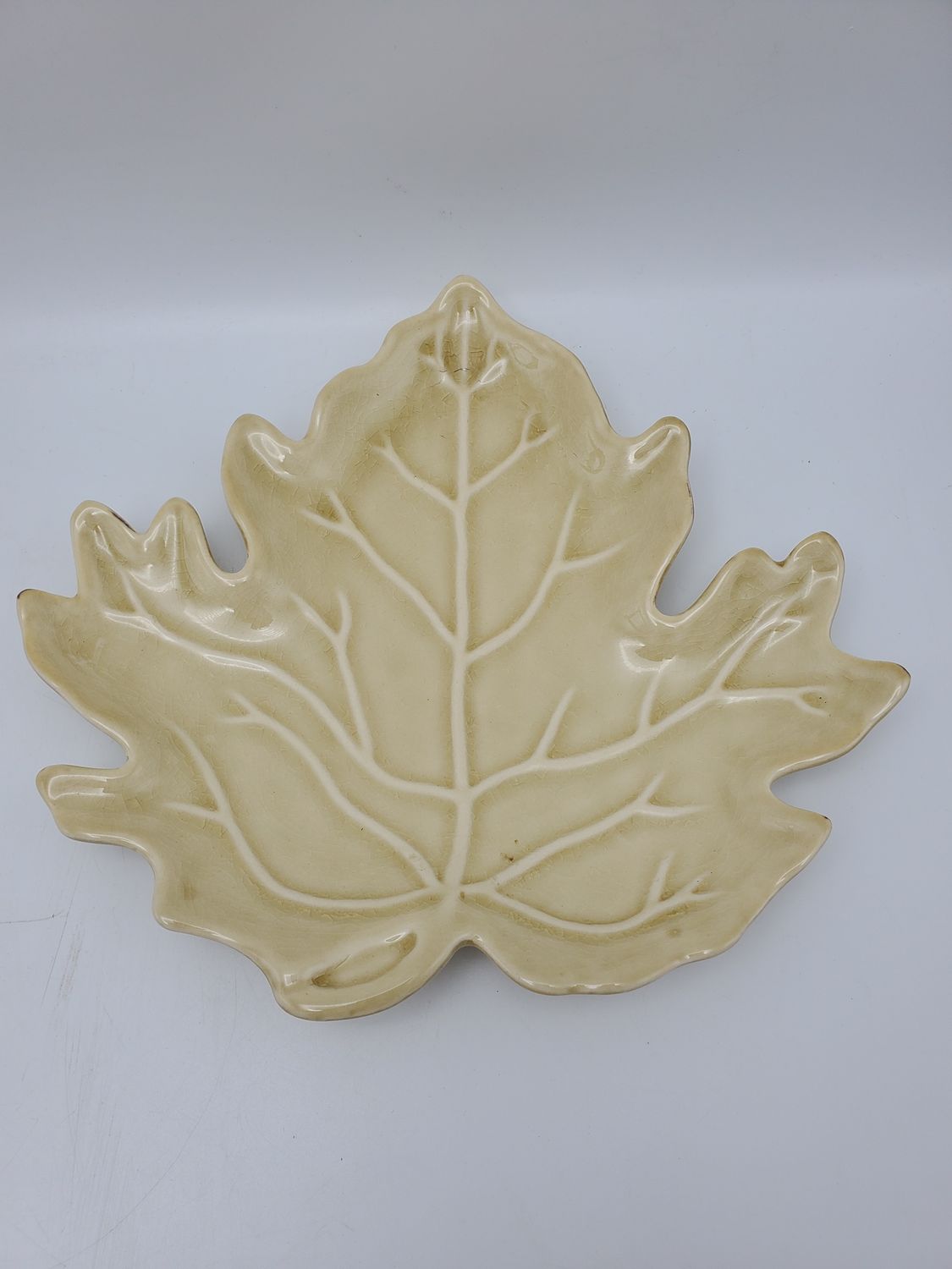 White Maple Leaf Ceramic Dish