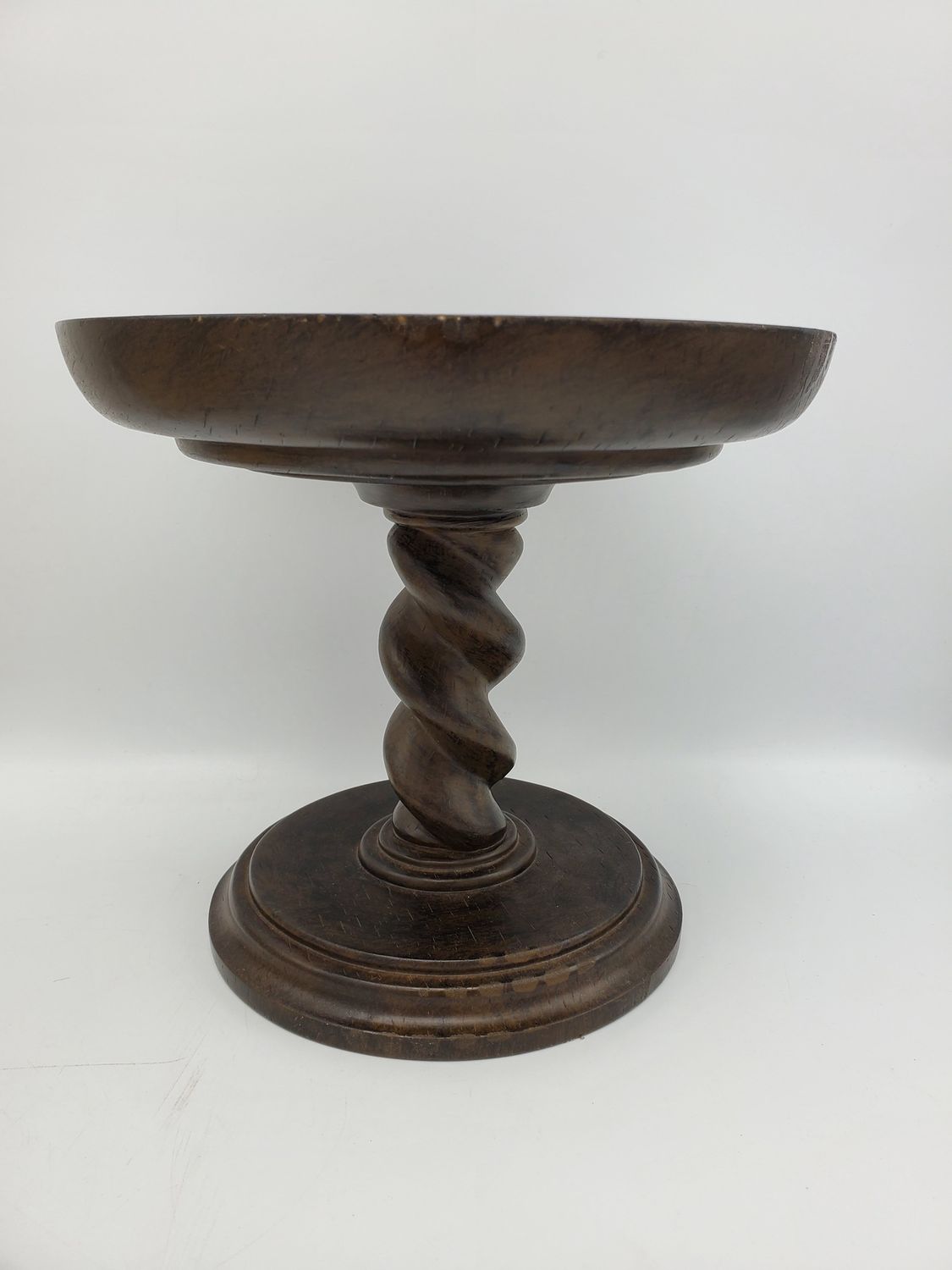 Barley Twist Wood Pedestal Bowl