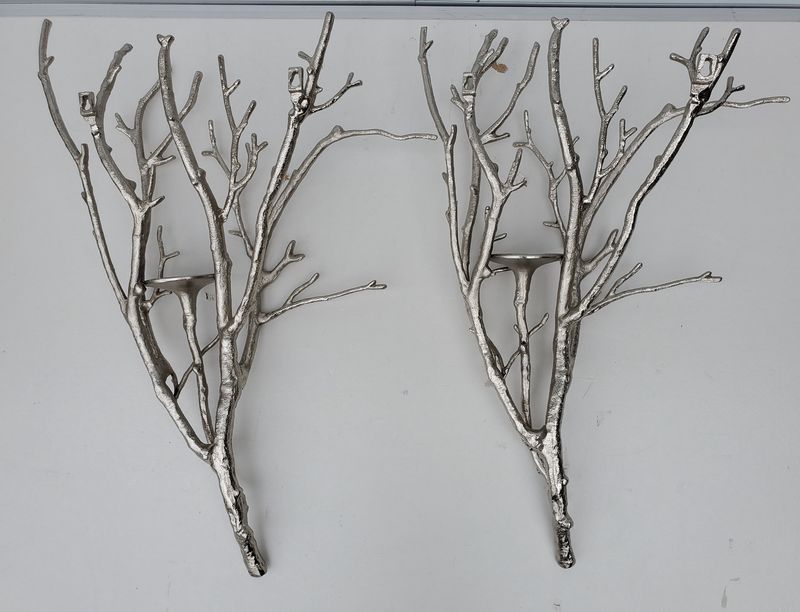 Branches Silver Metal Candleholders