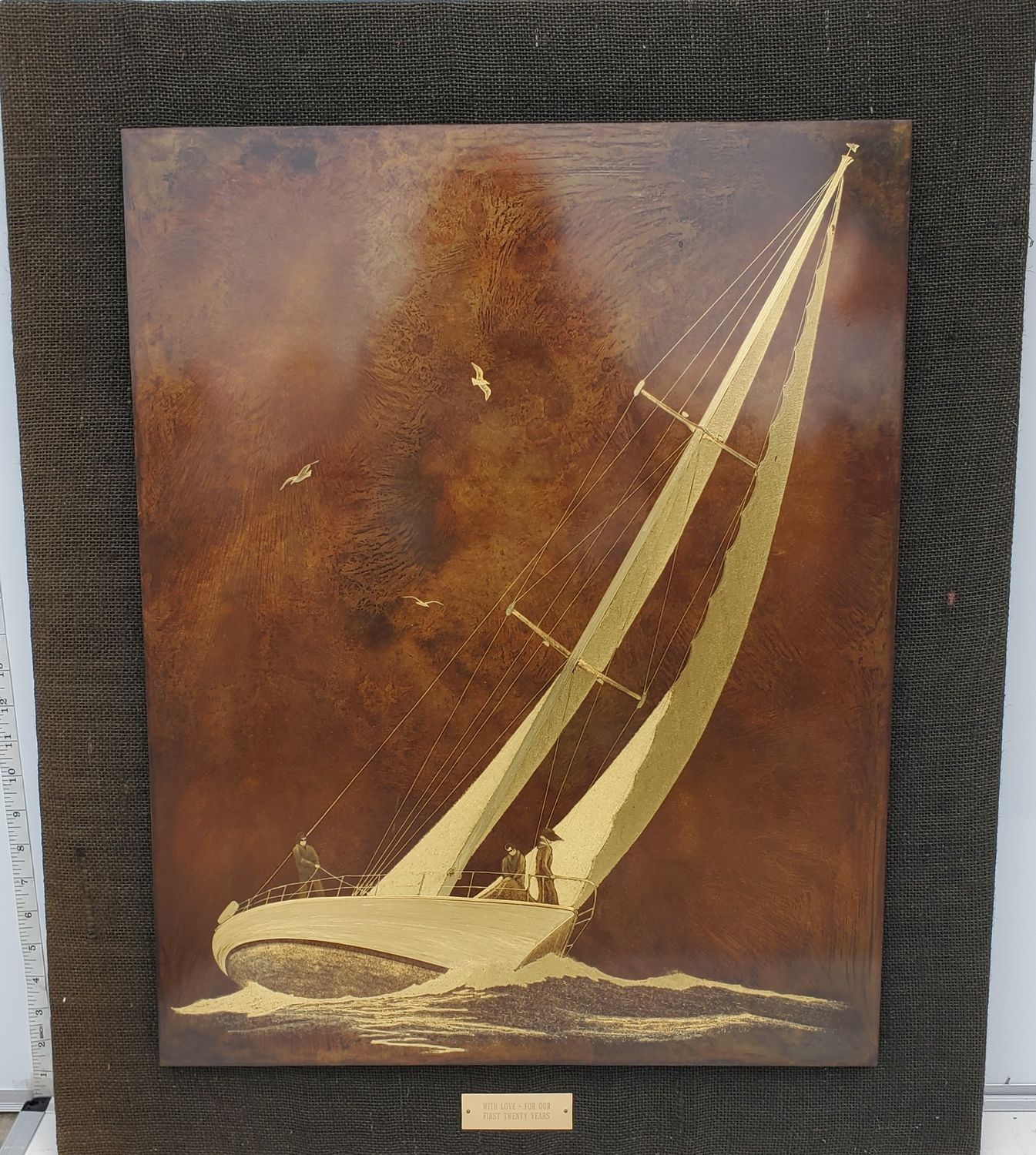 Sailboat Copper Engraved Etching