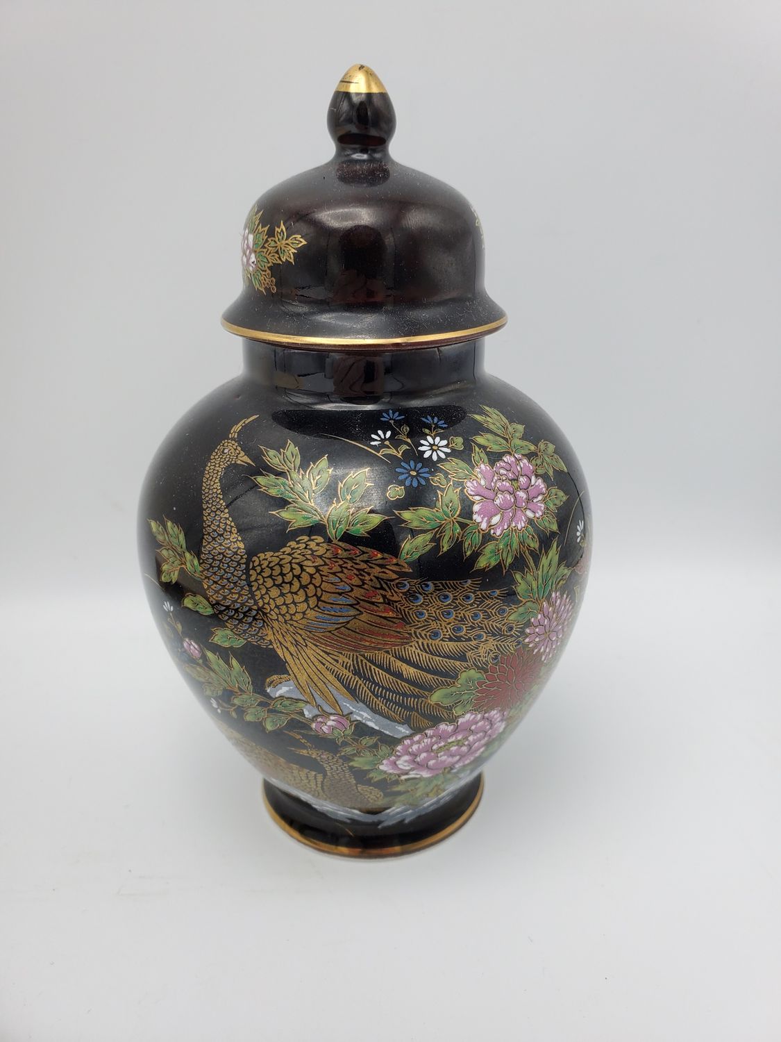 Imperial Kutani Vintage Peacock Jar