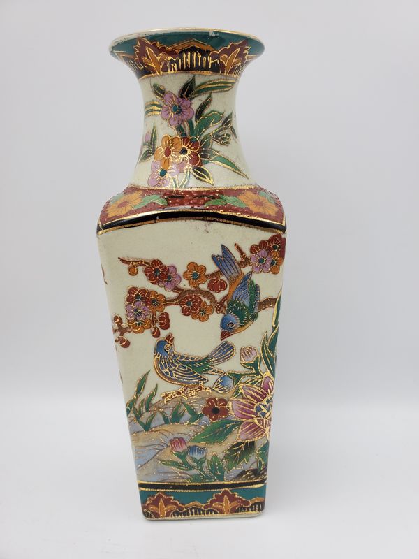 Satsuma-Style Square Hand Painted Vase