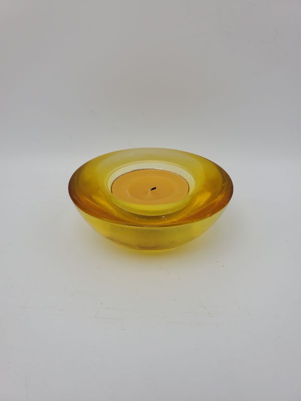 Amber Glass Candle Holders, 6