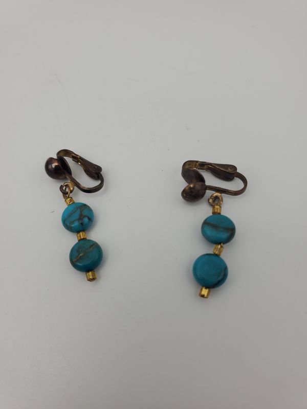 Double Turquoise Drop Vintage Earrings