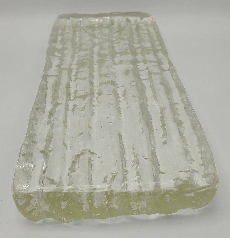 Modern Clear Ribbed Fused Glass Tray