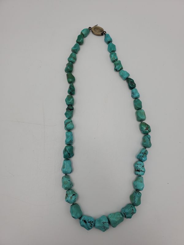 Filigree Clasp Silver Turquoise Vintage Necklace