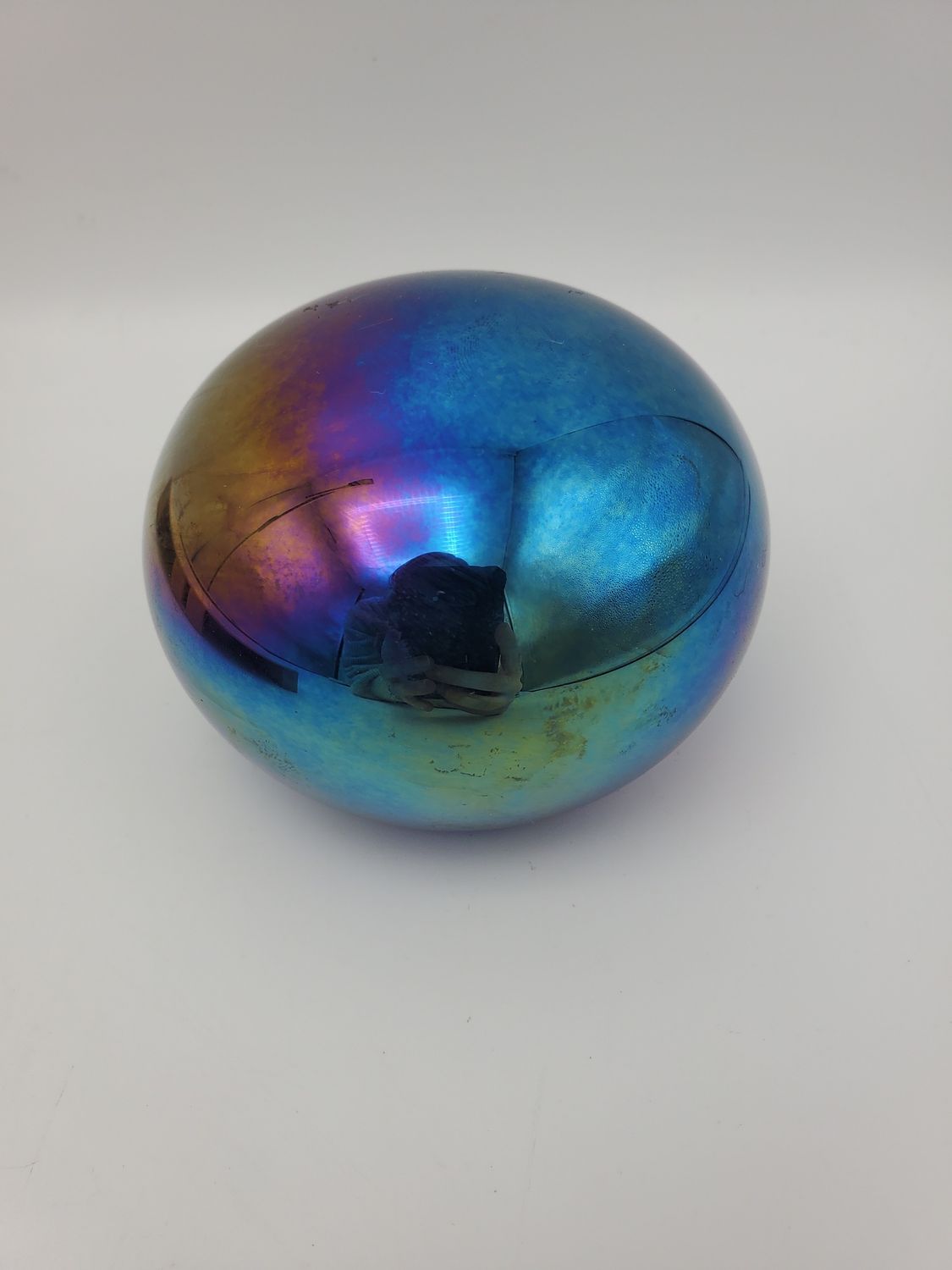 Peacock Orb Glass Vintage Paperweight