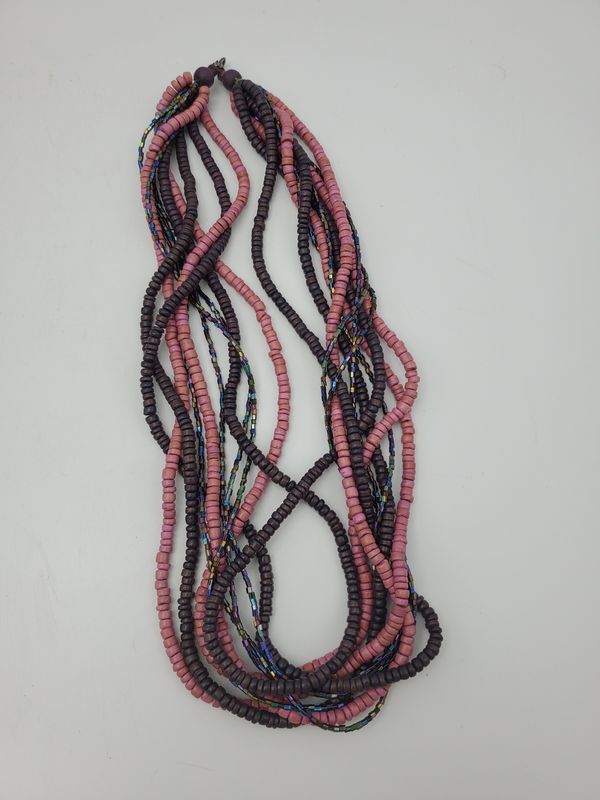 Pink Wood Vint. Earrings &amp; Necklace Set