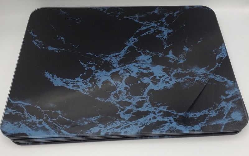 Set of 4 Blue Marble Glass Trays