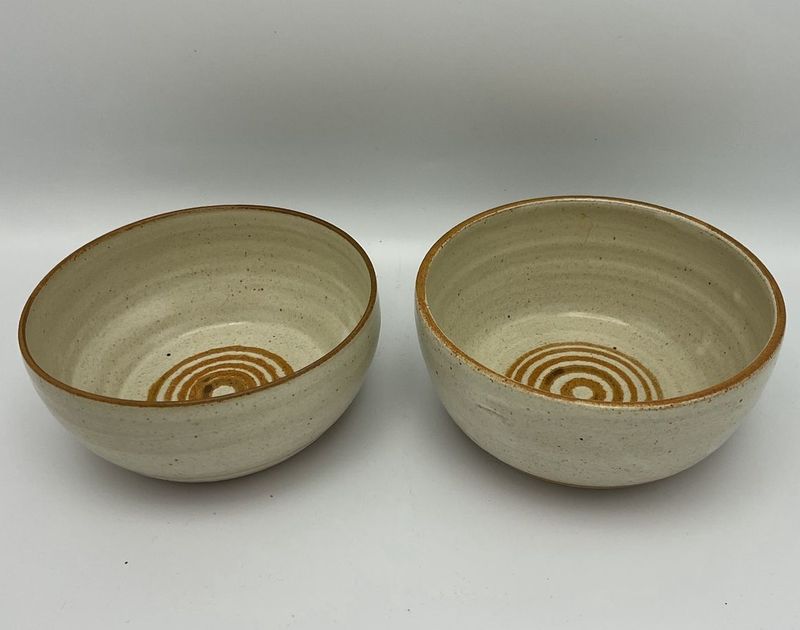 Kelly McCarty Pair of Bullseye Pottery Bowls
