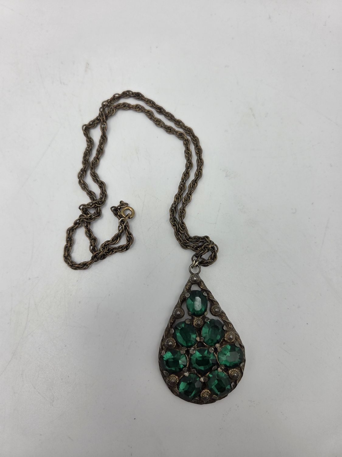 Vintage Bronze Teardrop Necklace