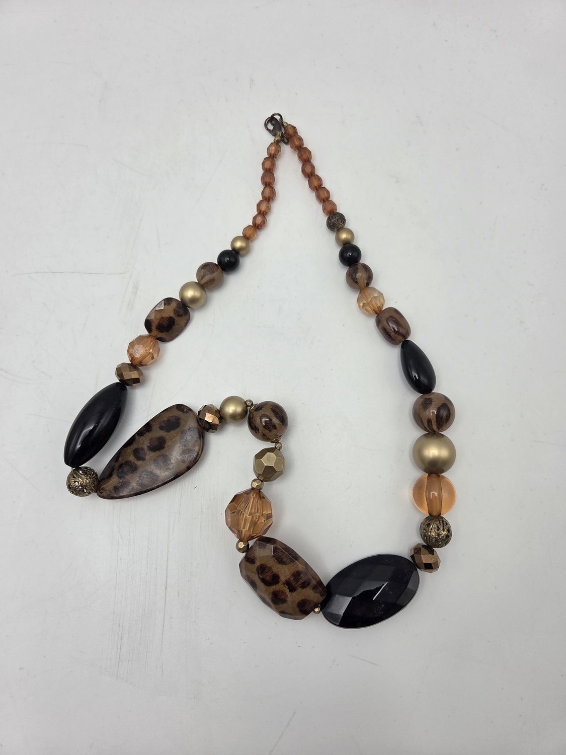 Chunky Leopard-Print Bead Necklace