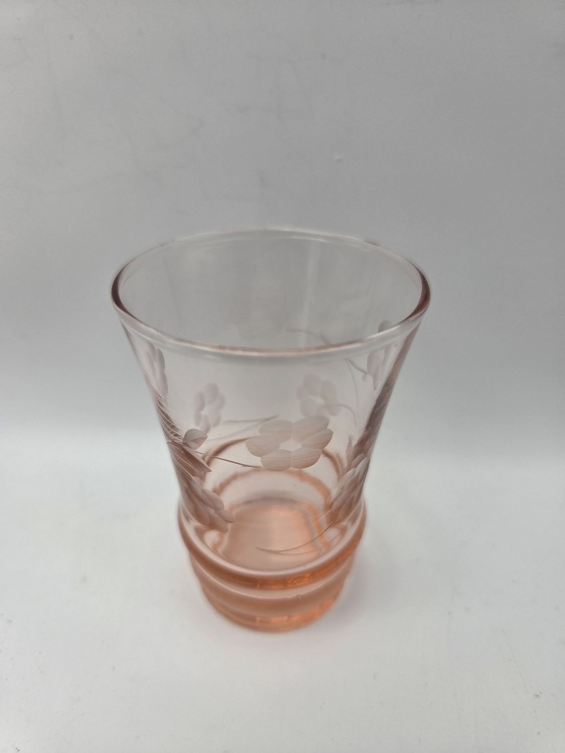 Vintage Pink Etched Floral Shot Glass