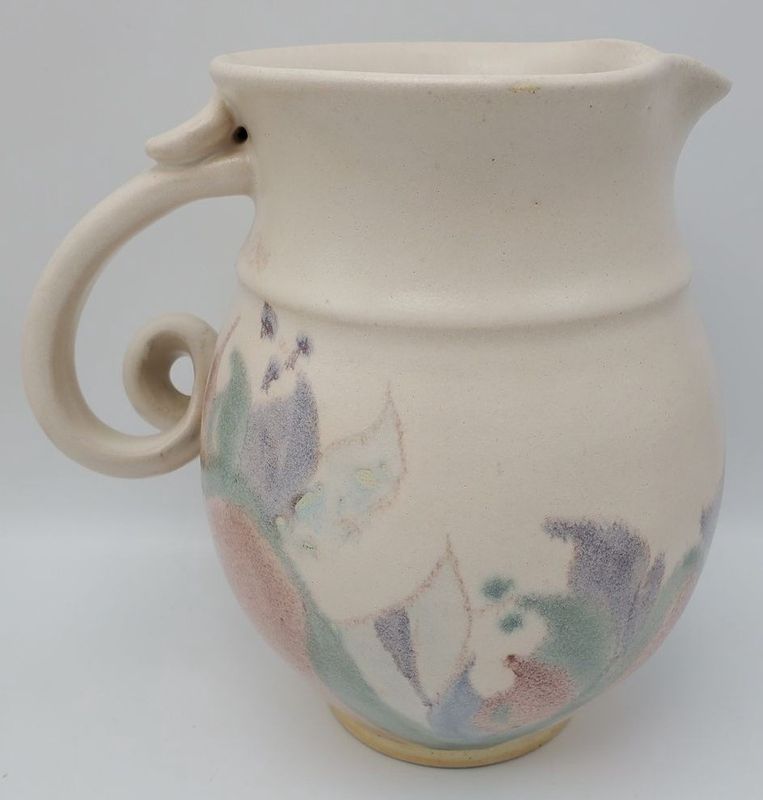 Curled Handle Pastel Ceramic Pitcher