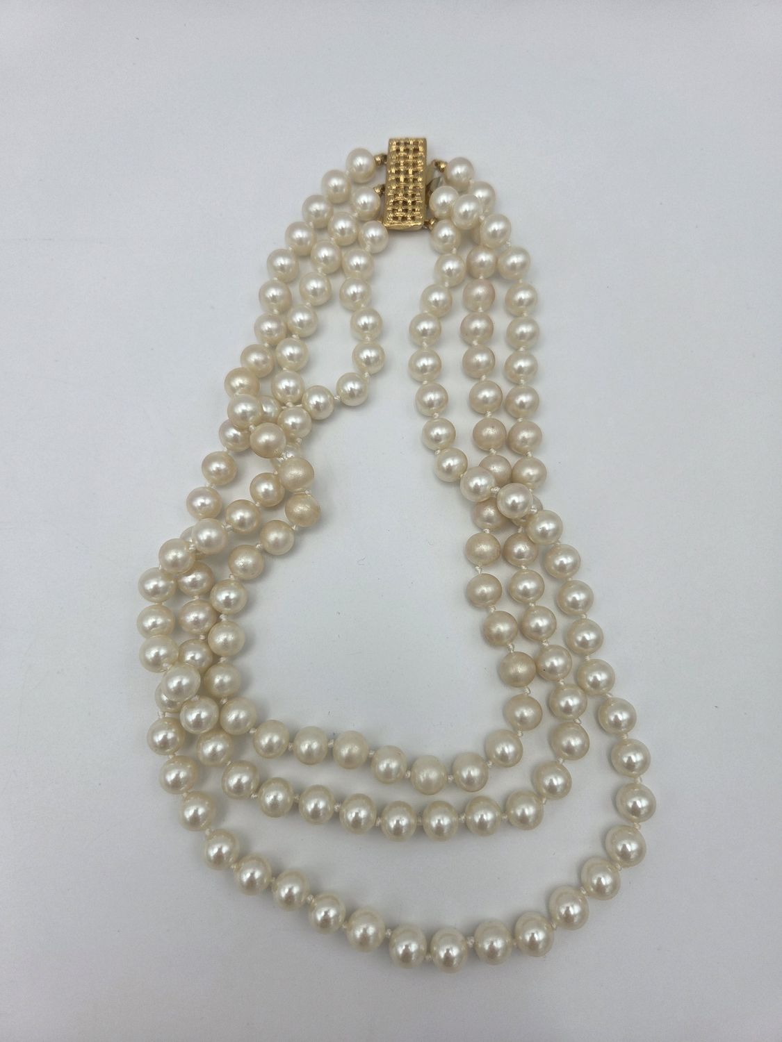 Vintage 3-Strand Faux Pearl 17" Necklace
