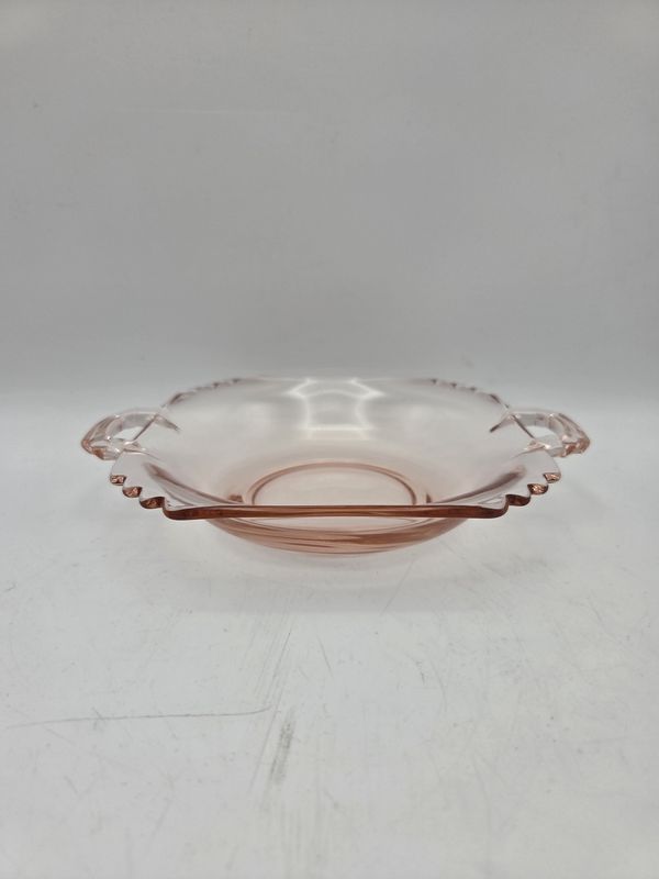Vintage Scalloped Pink Glass Nut Dish
